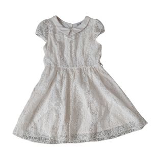 Girls L Cream Off White Casual Formal Lace Dress